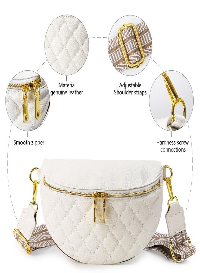 Beejirm Crossbody Fanny Packs for Women - Faux Leather Crossbody Bag with Chest Strap, Small Waist Pack & Belt Clip (Cream) - Image 4